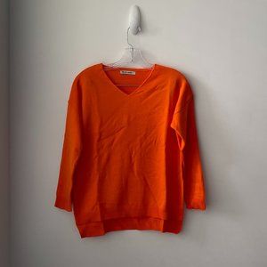 AQE Fashion Orange V-Neck Sweater